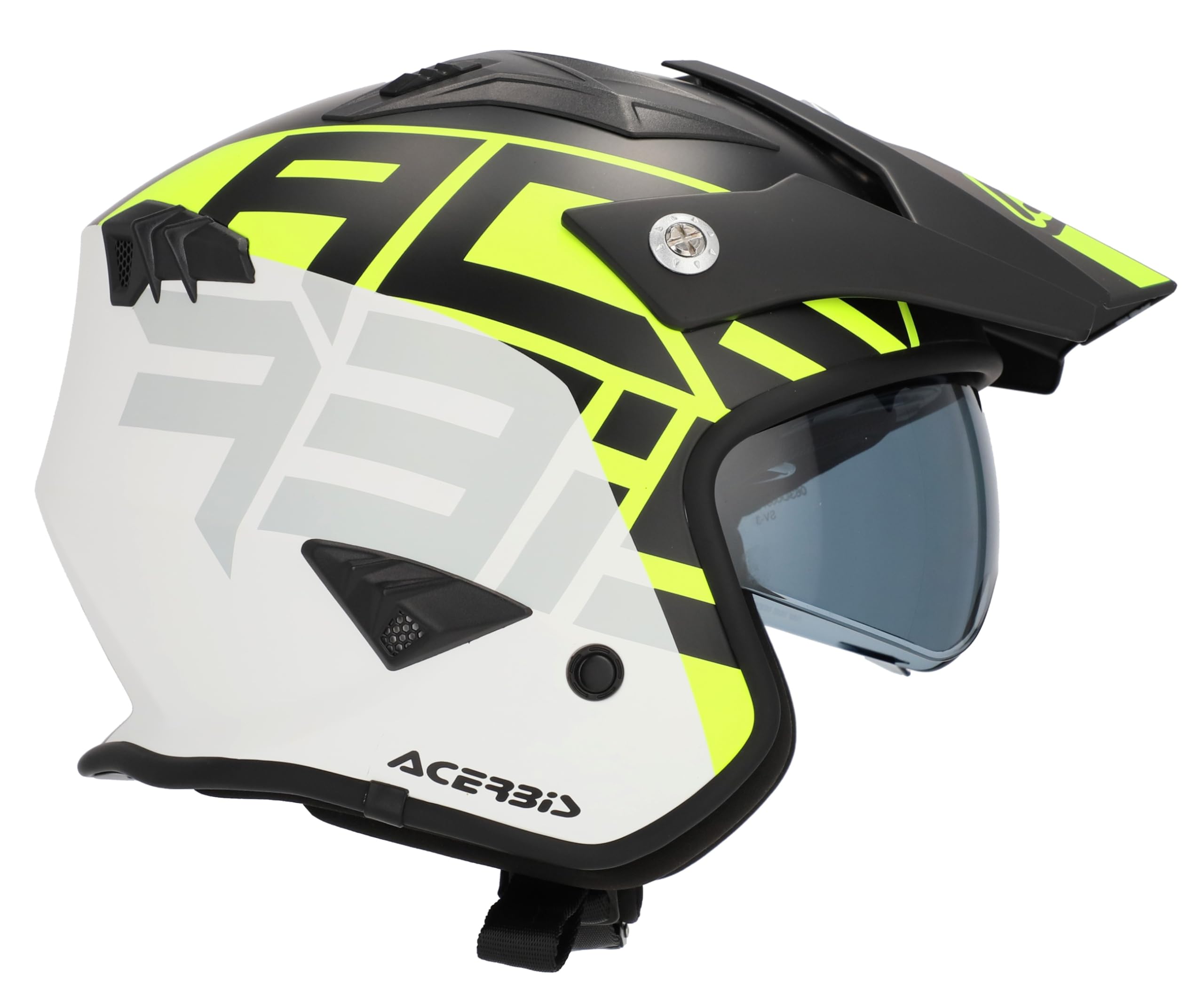 ACERBIS Helmets Casco Jet Aria Blanco Negro Fluor Totalmente Homologado 22.06 (L 59/60)