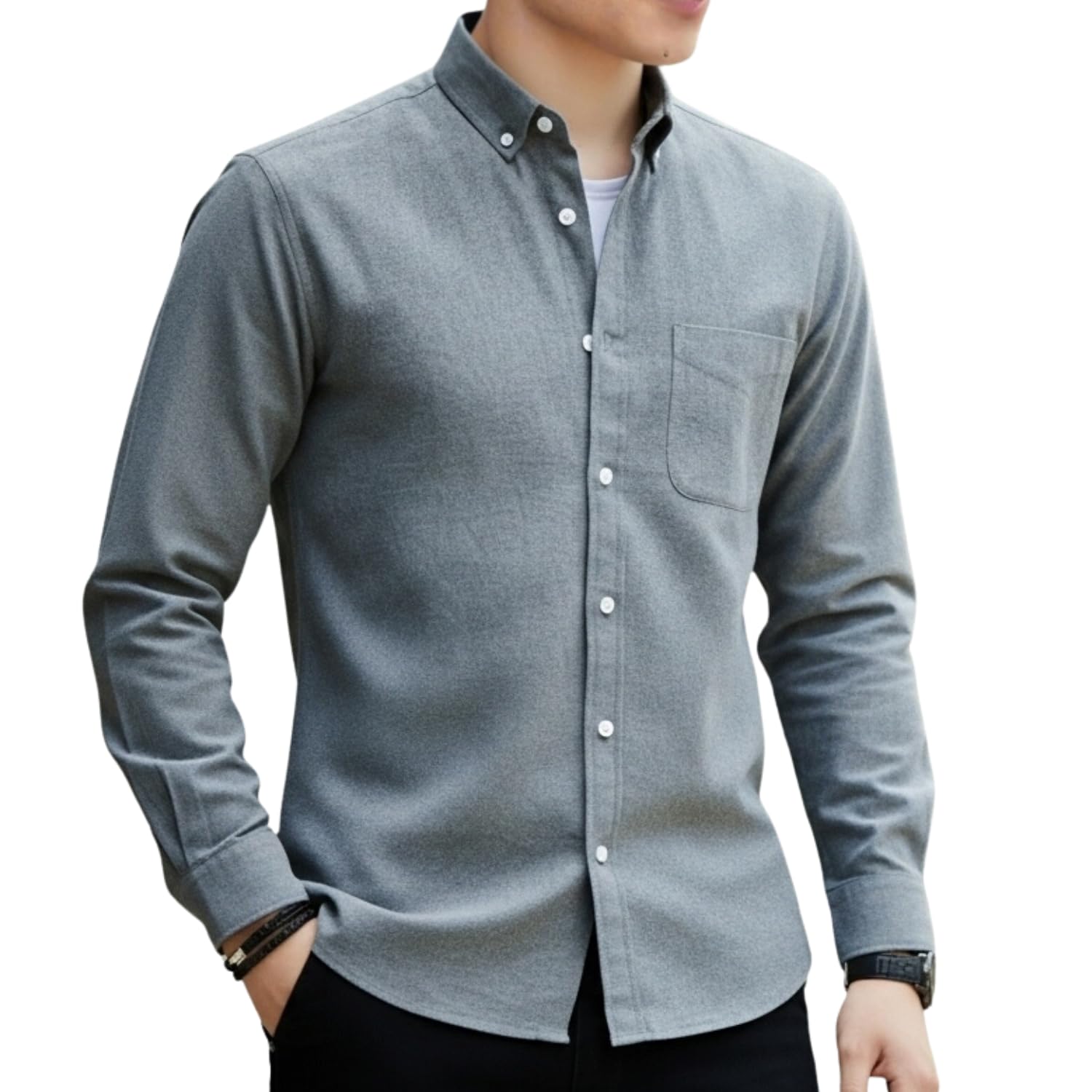 Amazon.co.jp: Lucky Charm Men's Oxford Button-Down Shirt