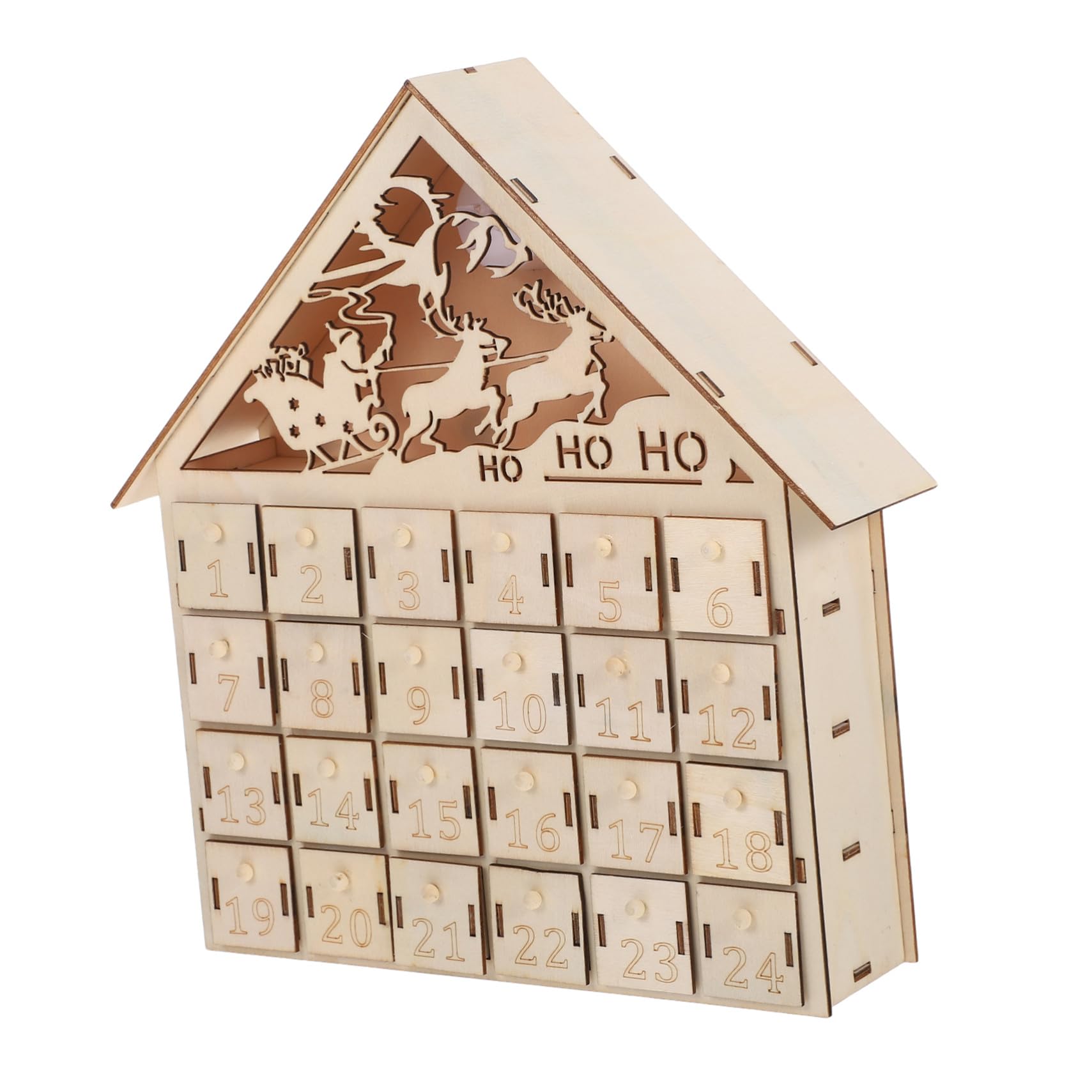 Calendario de Adviento de Madera LED Reutilizable Luz Decoración Rústica para Mesa Navidad