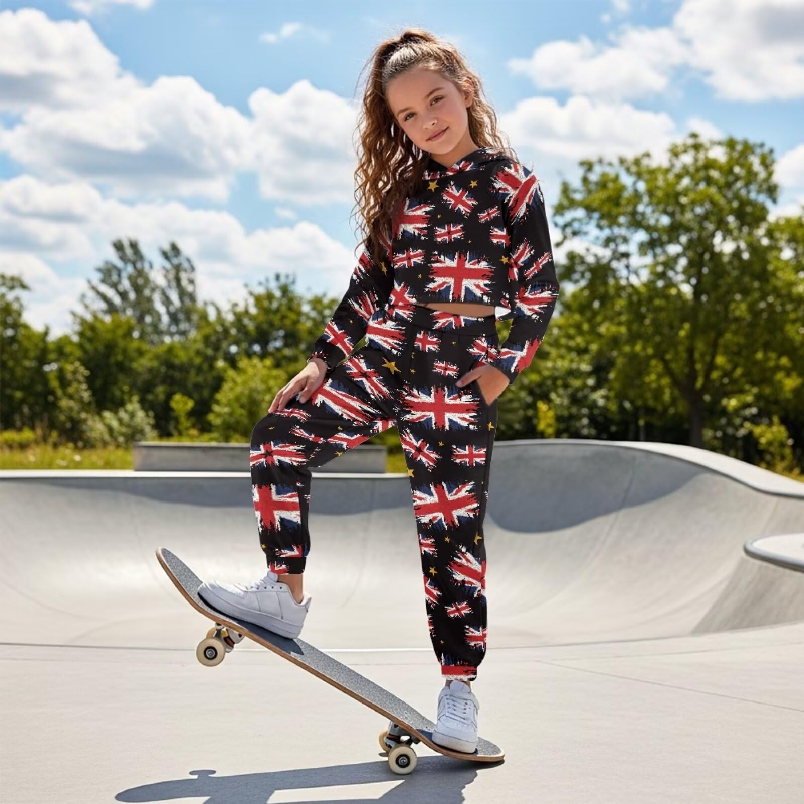 Kombinezon dla dziewczynek w wieku 4-13 lat krótki rękaw crop topy bluza z kapturem bluza i spodnie dresowe dla dzieci zestawy odzieży dziewczęcej