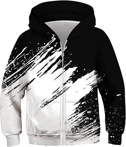 Idgreatim 6-14T Boys Zip Up Hoodies Kids 3D Graphic Hoody Sweatshirt Zipper Pullover with Pockets