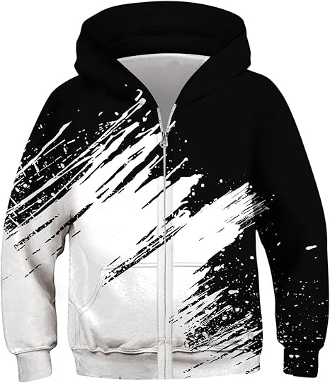 Idgreatim 6-14T Boys Zip Up Hoodies Kids 3D Graphic Hoody Sweatshirt Zipper Pullover with Pockets