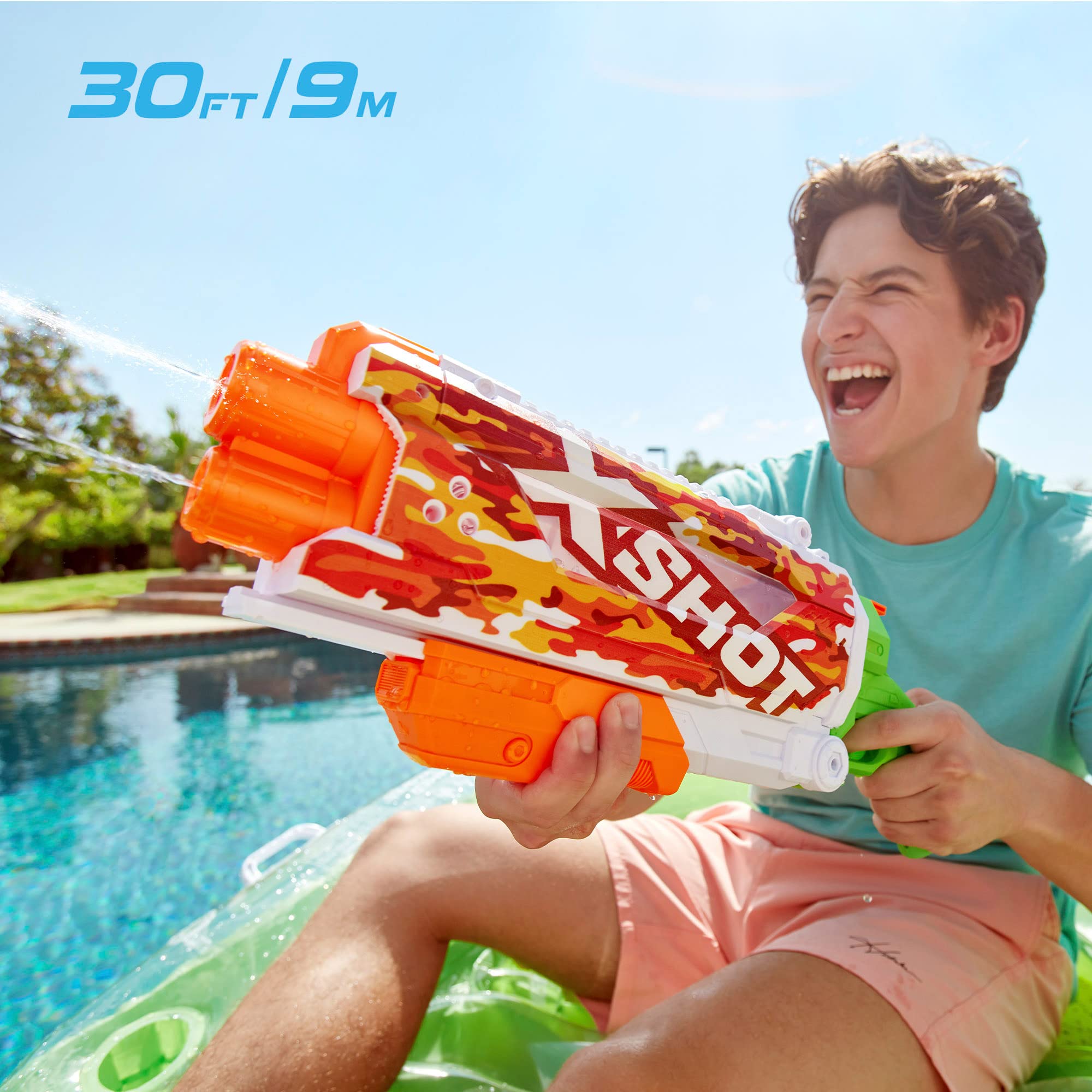 Pistola De Agua X-Shot De Carga Rápida – 10 Metros De Alcance, Depósito De 500 Ml Y Recarga En 1 Segundo, Perfecta Para Juegos De Verano A Partir De 5 Años