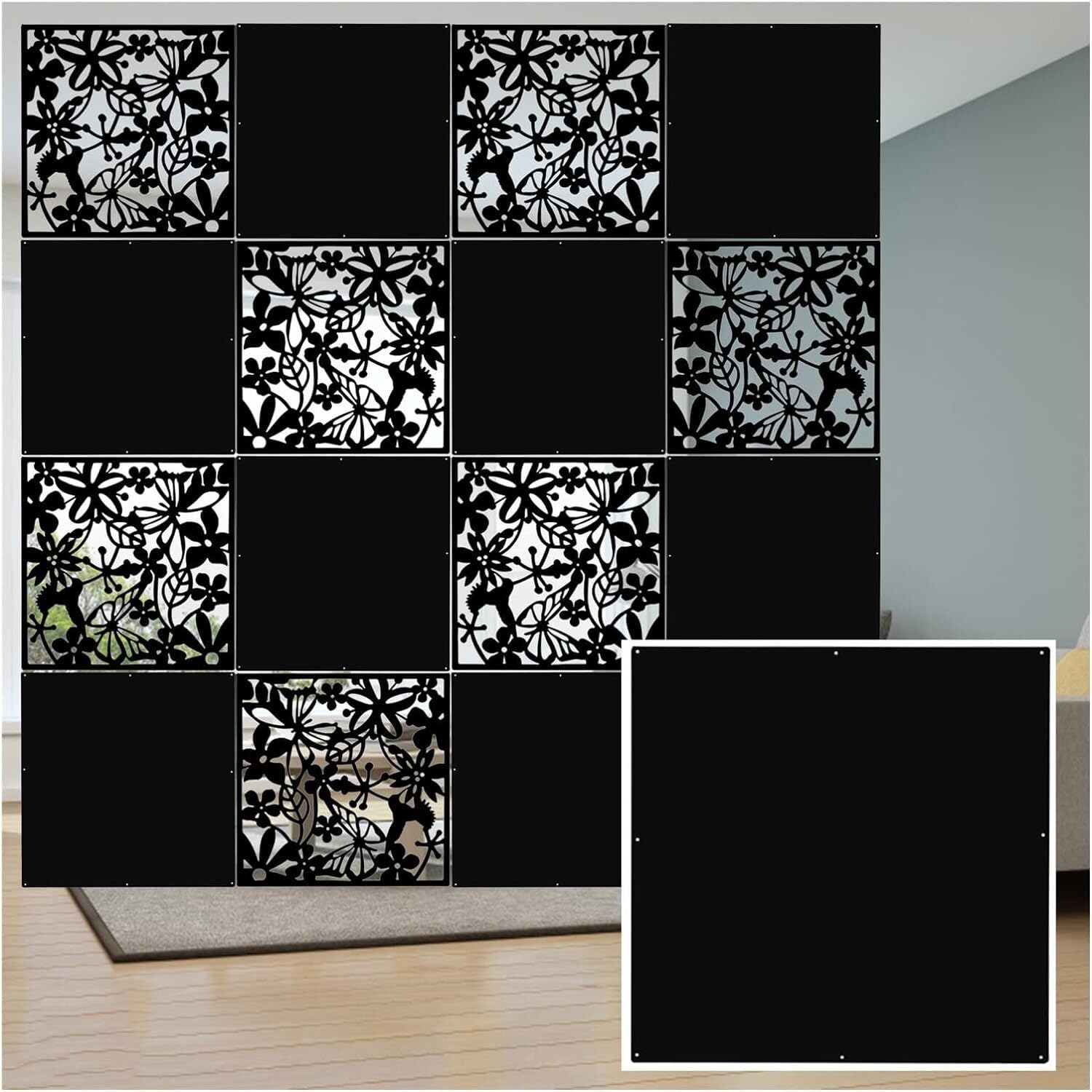 Cloison de séparation suspendue en PVC noir pour salon et bureau (25 pcs)