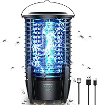Dufuso Lampe Anti Moustique, 720 °UV Tueur d'Insectes Électrique USB Rechargeable avec éclairage LED, IPX4 Étanche Anti Insectes Répulsif Efficace Portée 100m² pour Chambre, Cuisine, Entrepôt, Gardi