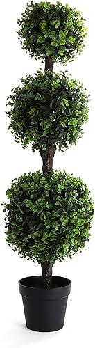 Árbol de bola artificial de boj Árbol de bola de boj de 4 pies Árboles topiarios para interiores y exteriores Plantas artificiales de boj al aire