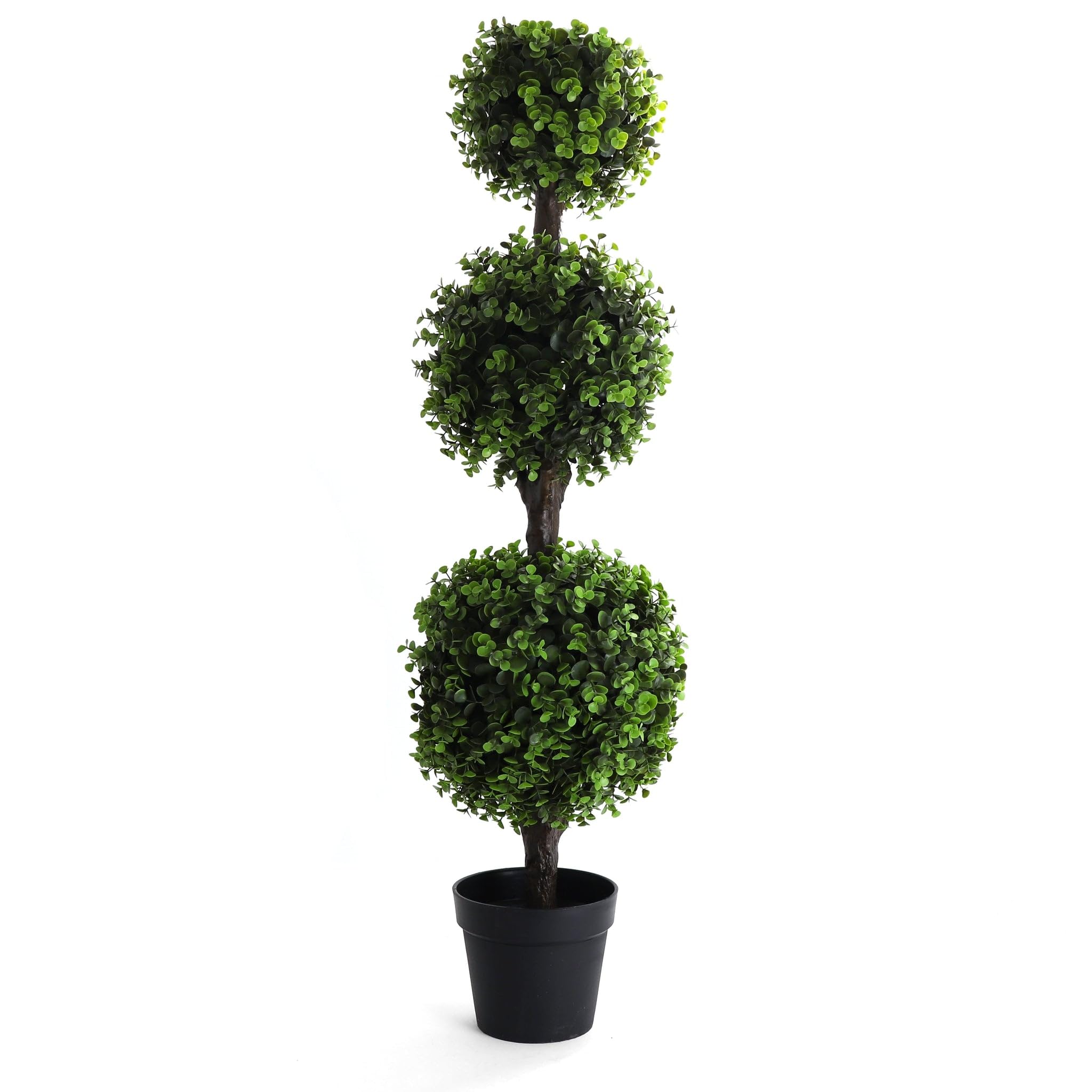 Bornbridge Artificial Boxwood Topiary Ball Tree - 4' Boxwood Ball Tree - Indoor/Outdoor Topiary Trees - Boxwood Artificial Outdoor Plants - Lifelike Wintergreen Boxwood Plant (2 Pack)
