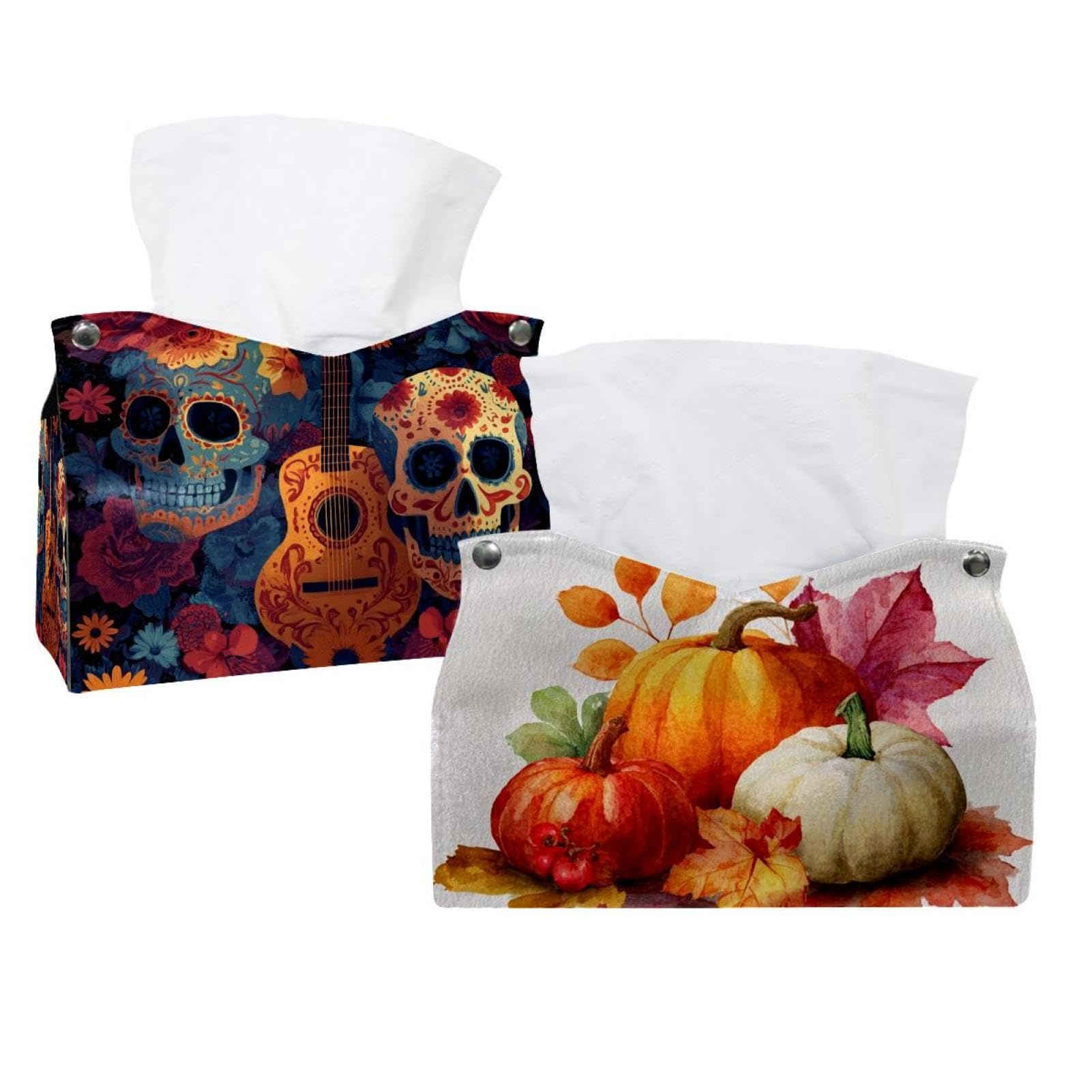 Porte-mouchoirs en papier citrouilles d'automne aux finitions soignées 19cm