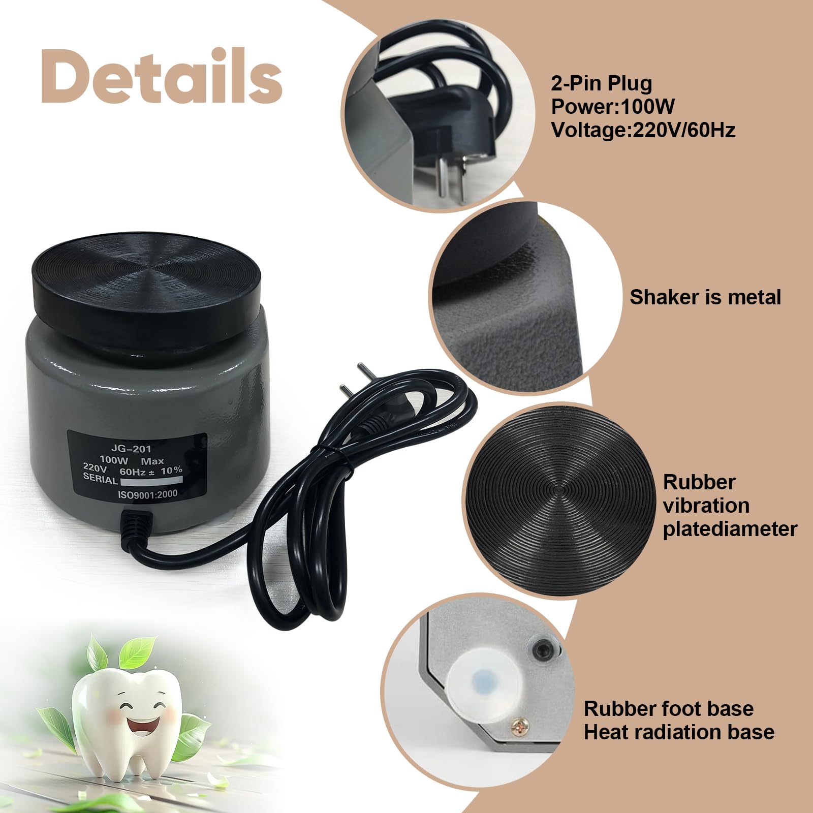 Piastra vibrante in gesso,4 "Dental Oscillatore,220V 100W piastra vibrante elettrica,velocità regolabile rotonda oscillatore,vibratore dentale per miscelare intonaco,modello in ghisa