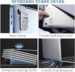 2pcs Alloy Mini Laptop Stand for Desk, Silver Computer Keyboard Stand, Self-Adhesive Invisible Computer Stand for Laptop