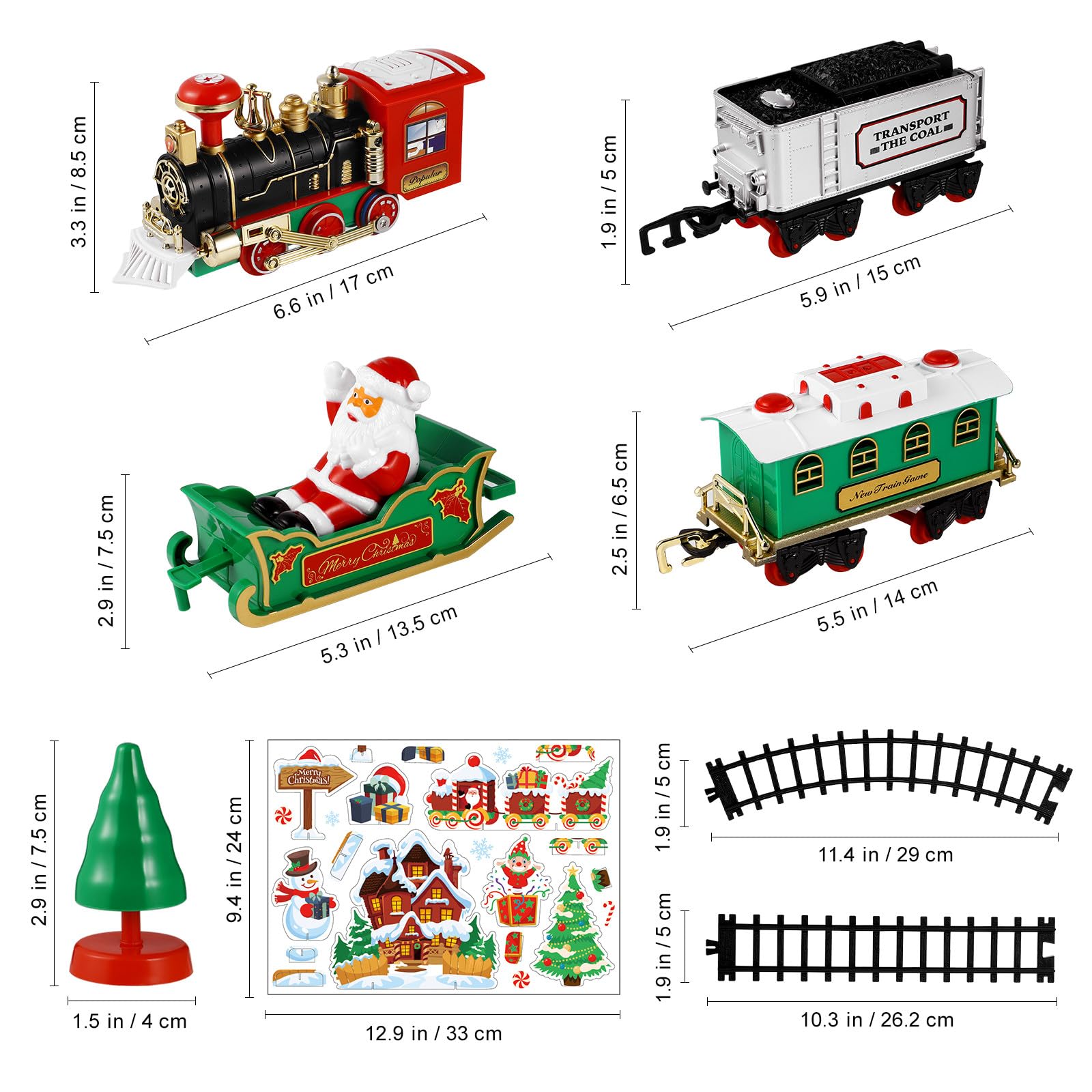 Alipis Zestaw Świątecznych Pociągów, Miniaturowy Pociąg Elektryczny (bez Baterii) Ze Światłem I Dźwiękiem, Do Samodzielnego Montażu, Jako Dekoracja Świąteczna Do Domu, Świąteczna Wioska Na Stole,