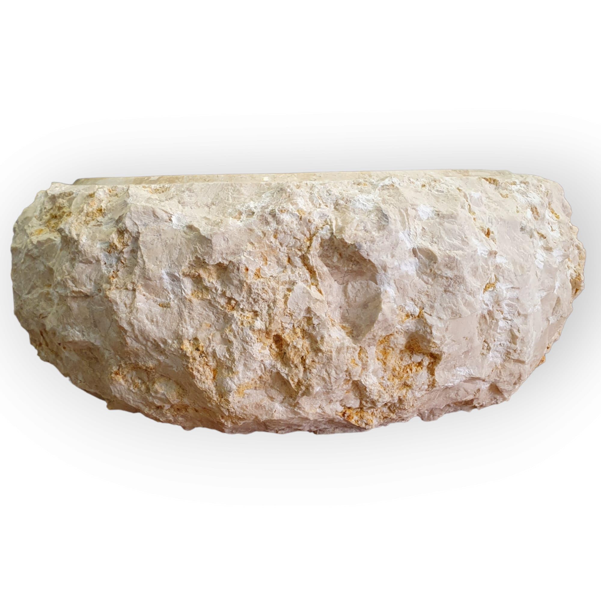 Kinaree Lavabo de mármol de piedra de Bruchstein, lavabo independiente de mármol claro (diámetro 30 cm)