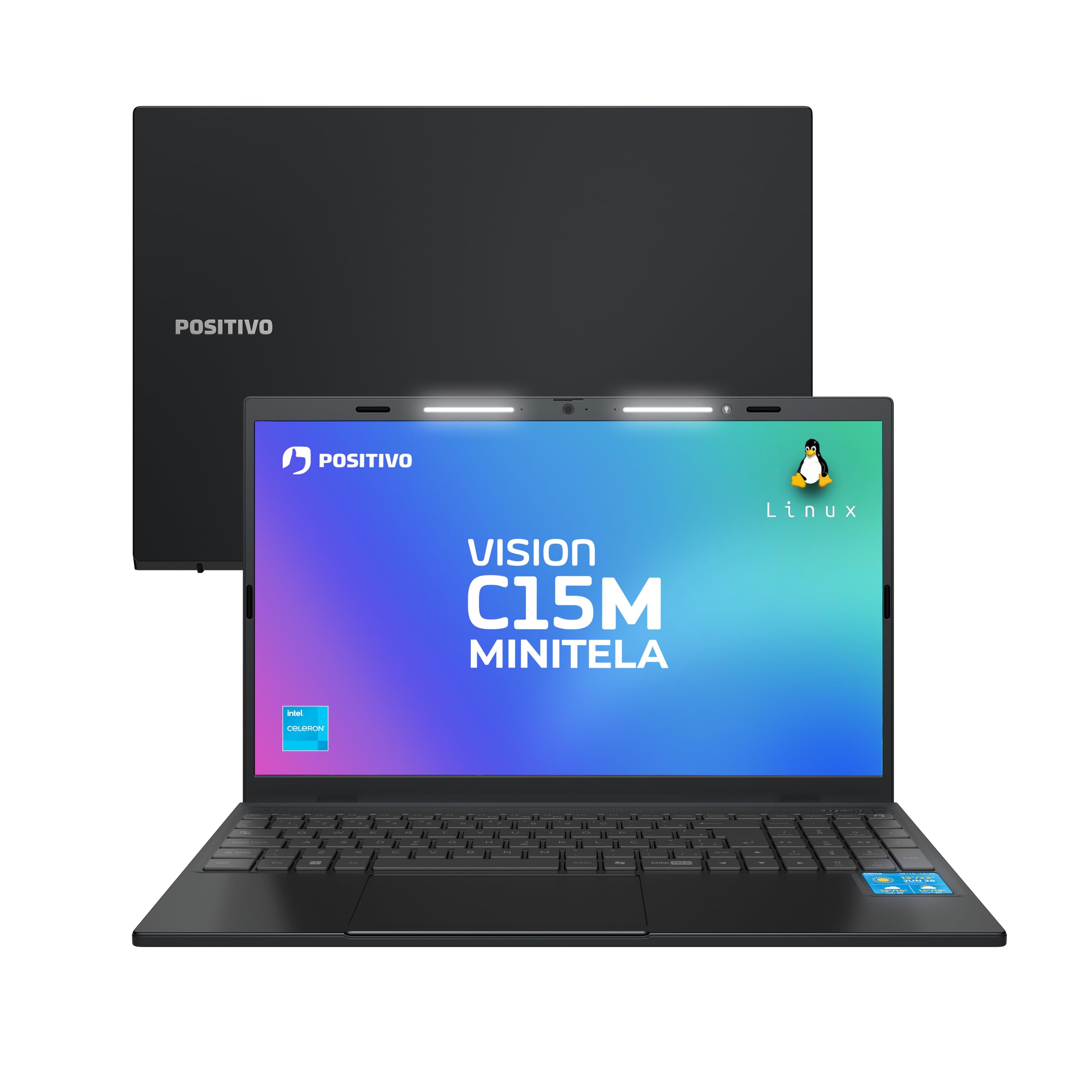 Notebook Positivo Vision C15M Intel Celeron N4500 Linux 8GB RAM 128GB eMMC Tela 15" Full HD IPS Antirreflexo – com Minitela - Cinza