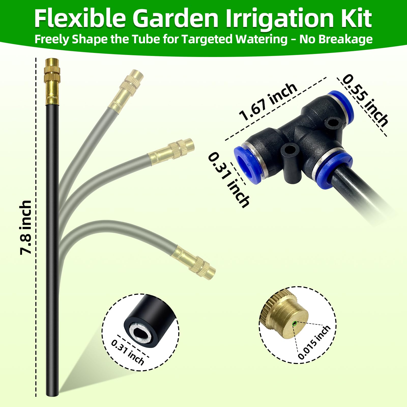 Sistema di irrigazione a 360° per giardino, sistema di irrigazione a goccia da 10,2 m con 13 ugelli, sistema di irrigazione da giardino, accessori per serre, sistema di atomizzazione per giardino