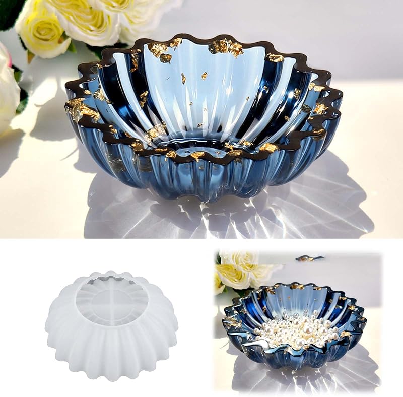 Moldes de resina para cuenco, molde de bandeja de flores de silicona | Moldes de resina epoxi de 5,24 x 1,65 pulgadas para joyería, baratijas y velas; La silicona flexible se libera limpiamente y se puede reutilizar.