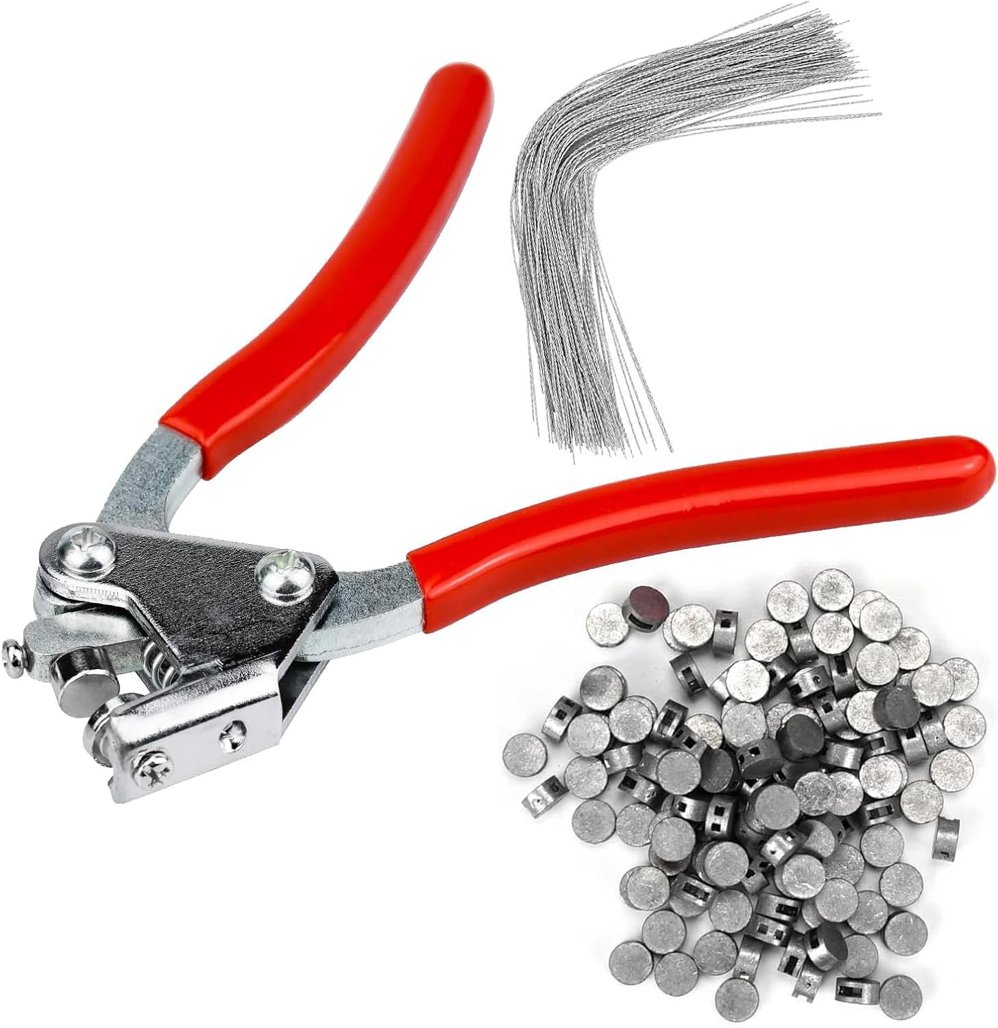 Pinza per sigillare, set di pinze per sigillare 165 mm, con 80 pezzi di filo sigillante (170 mm) 80 guarnizioni (10 mm)