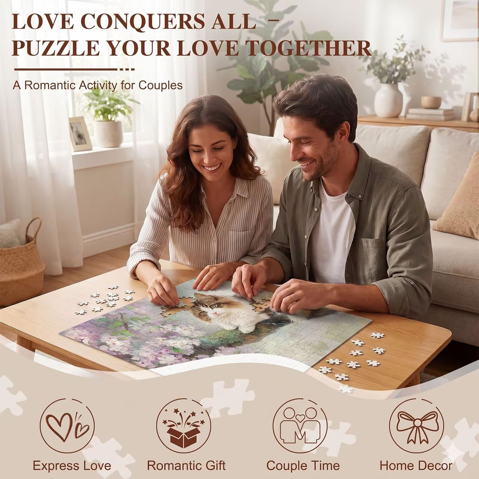 gatto Albero Puzzle 1500 Pezzi per Adulti, Puzzle in Legno - Collezione Classica con Poster Incluso - Sfida di Concentrazione e Passatempo Antistress, Gioco Educativo per Famiglia, 87 x 57 cm f0-716