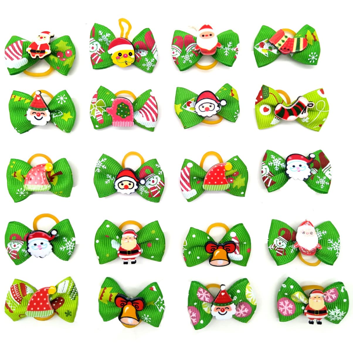 Mipcase 200 Pz Natalizi per di Animali Domestici Fiocchi di Pelo di Cane di Natale Fiocco di Natale per Cani Fiocchi di Pelo di Cucciolo Fiocchi di Cucciolo Elastico Il Cane