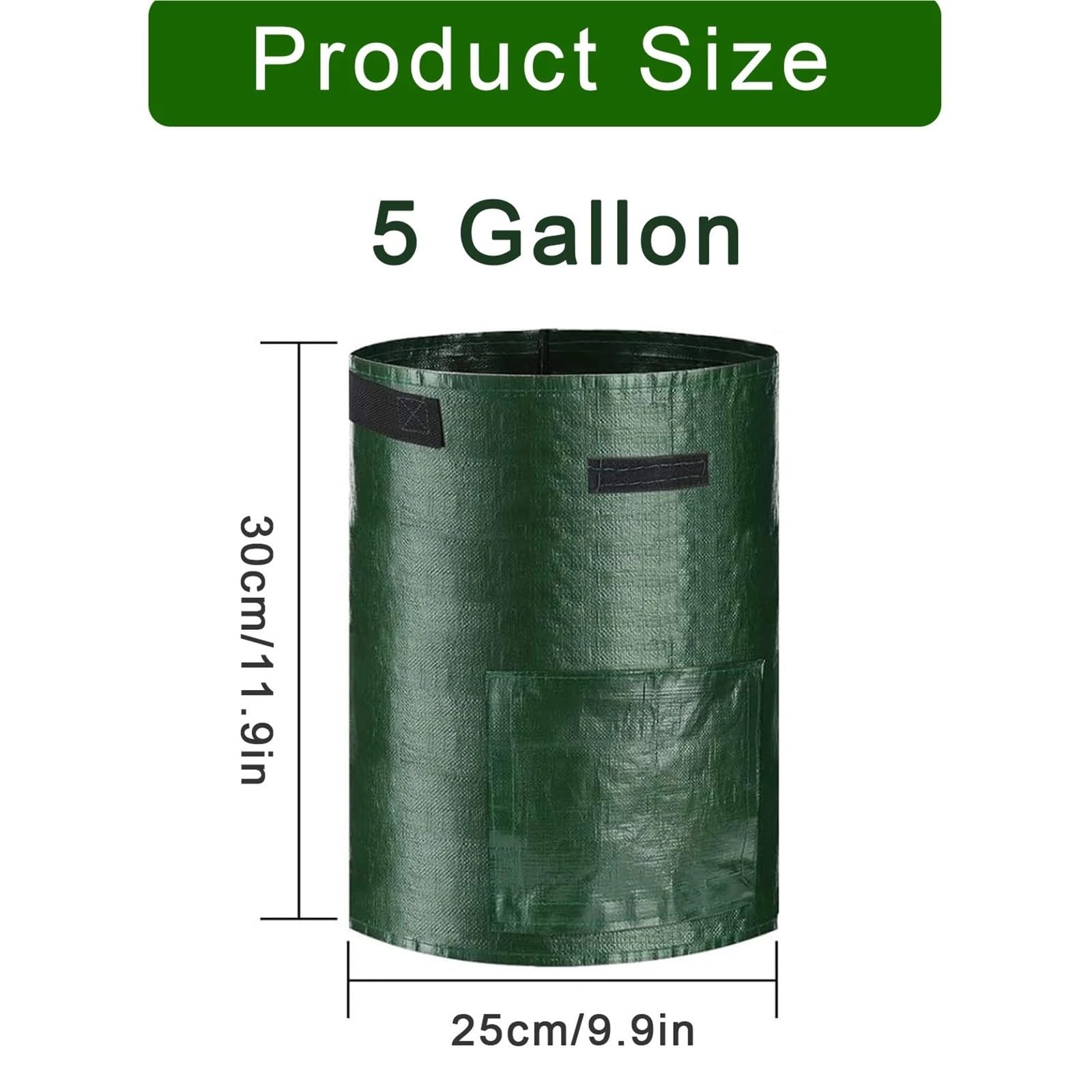 3 Stück 1/5/7/10 Gallonen Gemüseanbaubeutel, Pflanztöpfe aus PE-Material for Kartoffeln, Karotten, robuste Gartenbehälter mit Griffen für Gemüse(7 Gallon-34x35cm)