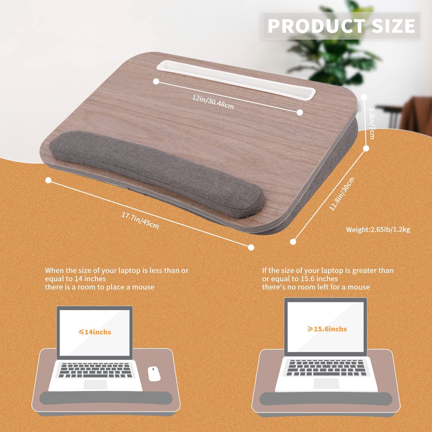 SFANDFF Laptop Desk Lap Desk with Curved and Soft Back,with Anti-Slip Strip & Storage Function for Home Office Students Use as Computer Laptop Stand