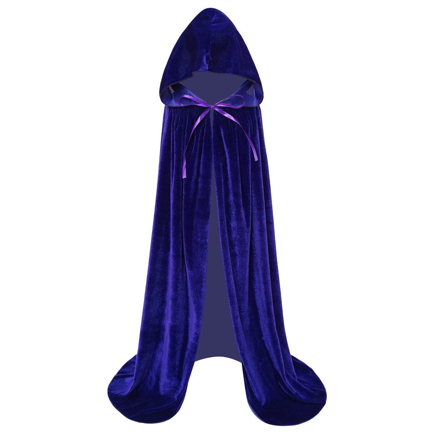 Makroyl Kids Velvet Hooded Cloak Cape Perfect for Halloween,Christmas,School Plays,Wizard,Elf,Fairy,Cosplay & Fancy Dress Costumes (Blue, Small)