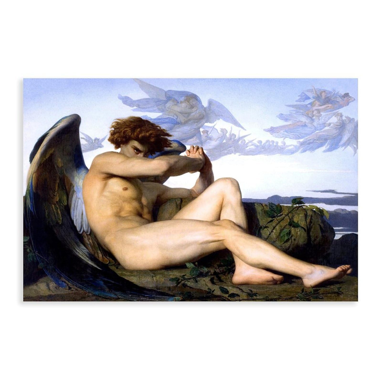 YWSZESQXJ Fallen Angel Alexandre Cabanel Canvas Poster Bedroom Decor Landscape Office Room Decor Gift 12" L X 18" W