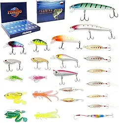 Calendário do Advento de Pesca 2025, Conjunto de Iscas de Pesca 24 Dias Criativo, Calendário de Contagem Regressiva de Natal, Presente Premium Surpresa de Isca de Pesca para Pai Avô Irmão