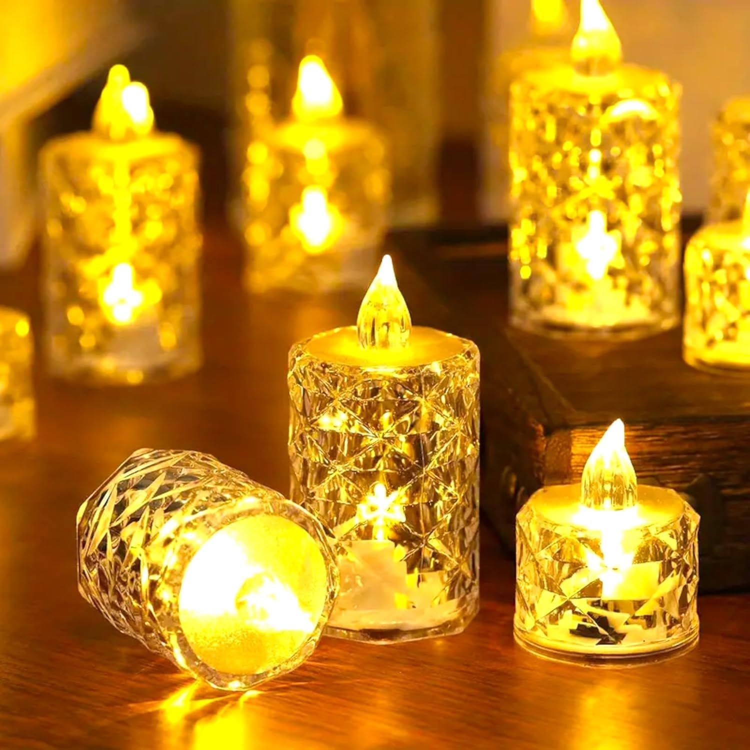 LED Tea Light Candles Battery Operated, Flameless Warm White Decorative Crystal Candles for Home Decoration, Diwali, Christmas, Wedding, Romantic Dinner, Festival & Party Decor (6 Pack)-image-47