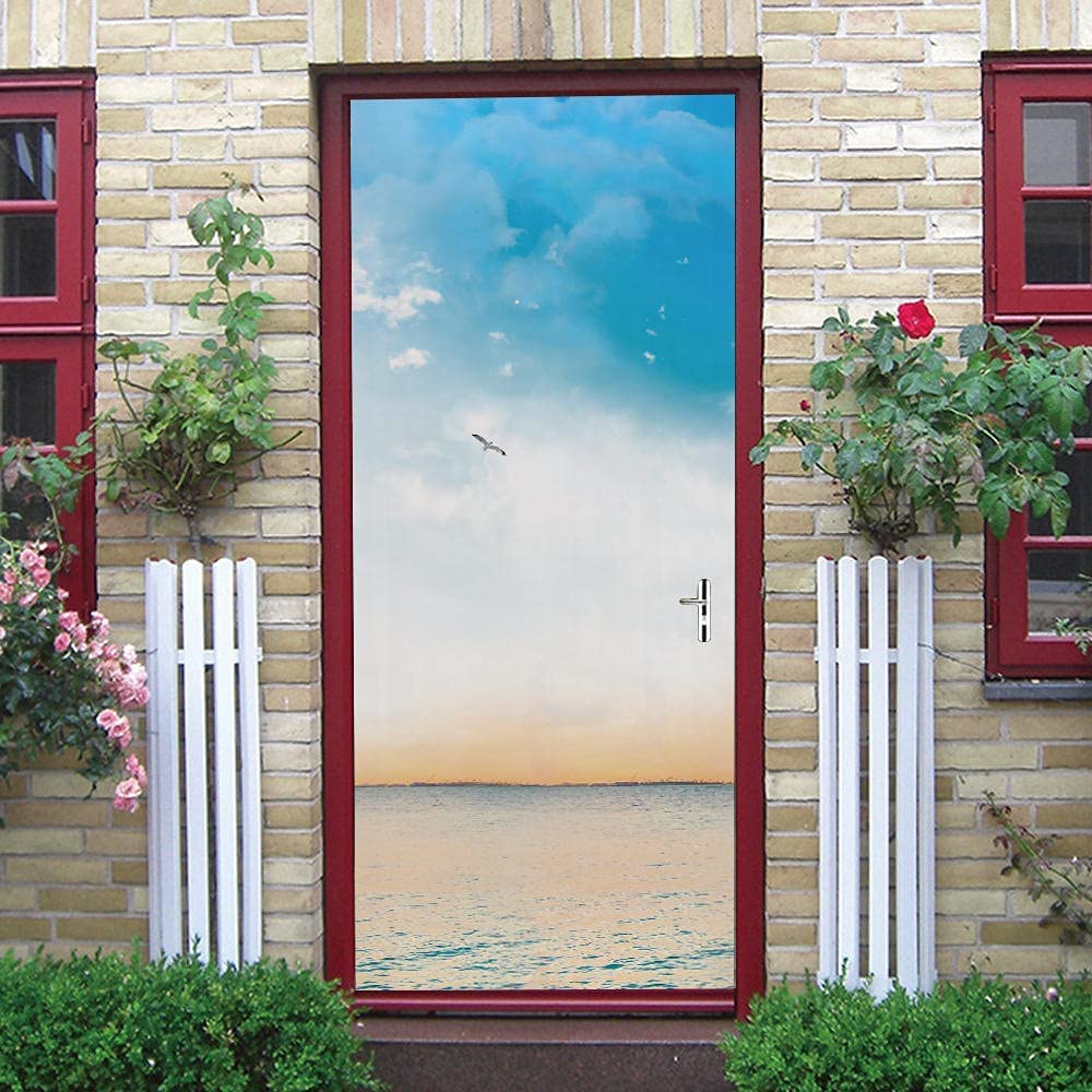3D Türaufkleber Strand Landschaft 80x200cm - Selbstklebende Türfolie Für Wohnung & Haus