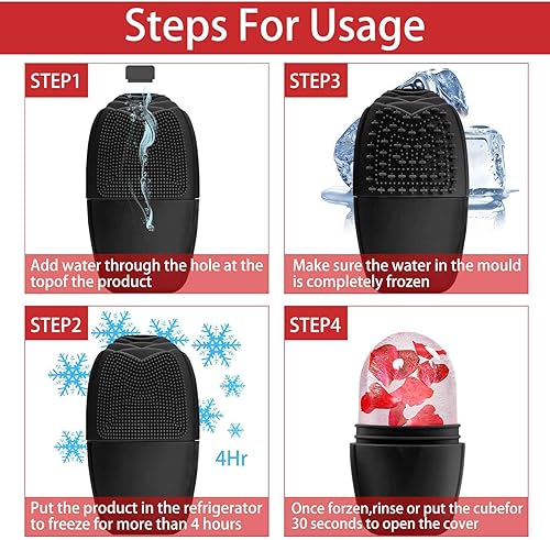 Miniatura 10 de KOGITI Molde de hielo para cara, rodillo de hielo para cara y ojos, rodillo de hielo facial de belleza, soporte para hielo, alivio de la hinchazón,