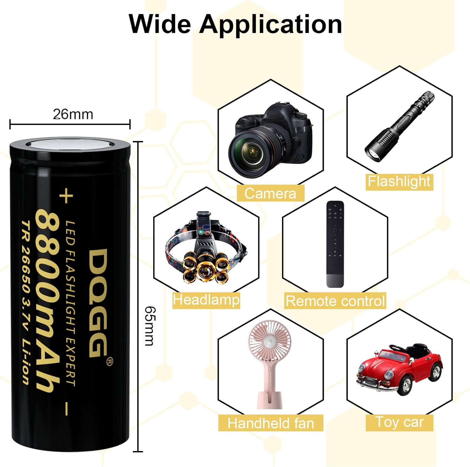 8 Pack 26650 Rechargeable Battery, 8800mAh 3.7volt Lithium Batteries 26650 Battery for Flashlights, Power Tools