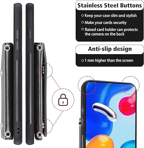 Miniatura 8 de Asuwish Funda de teléfono para Xiaomi Redmi Note 11S11 4G Wallet Cover con protector de pantalla de vidrio templado y soporte para tarjeta de