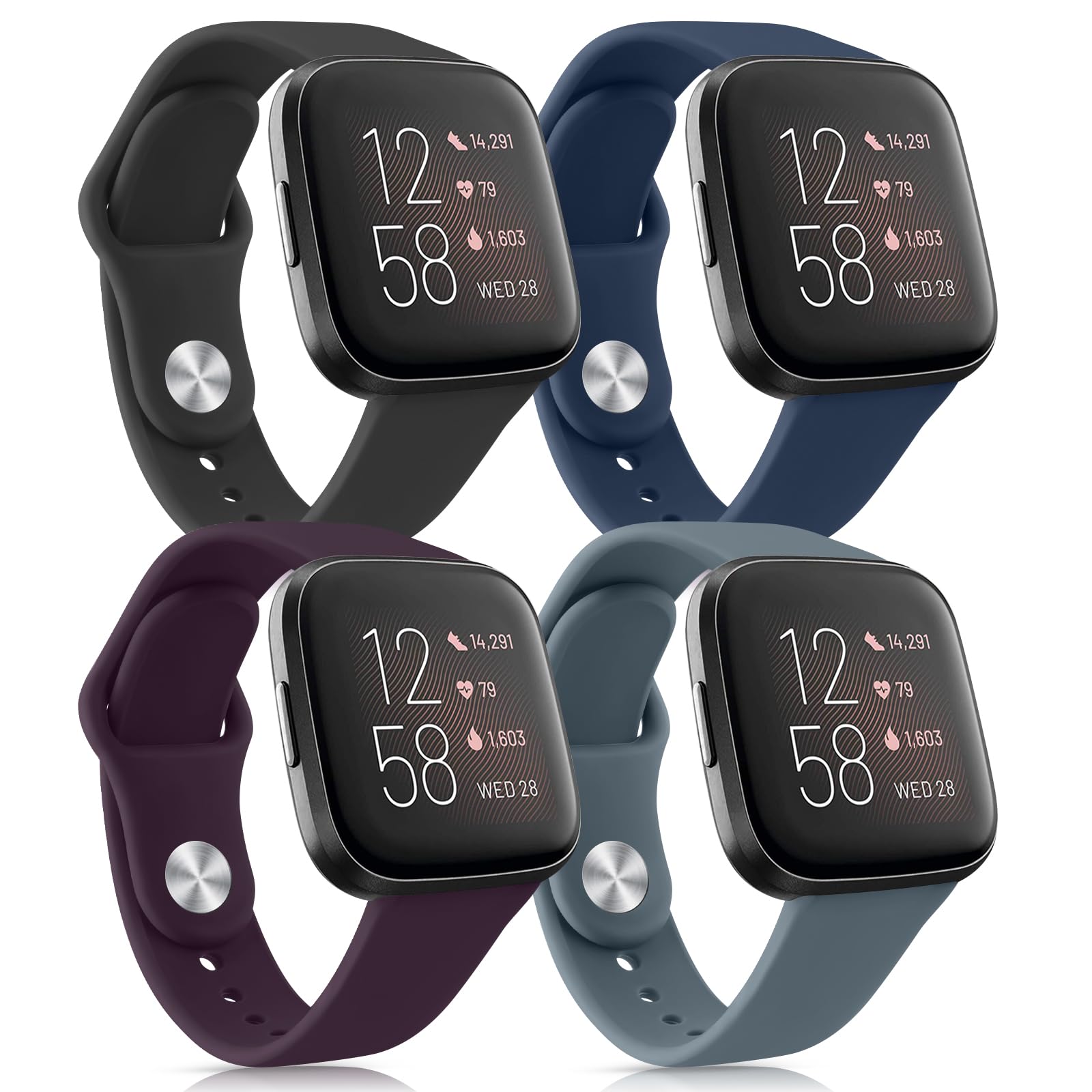 Correas de silicona Fitbit Versa 2 y Lite pack de 4 unidades de repuesto suaves 8