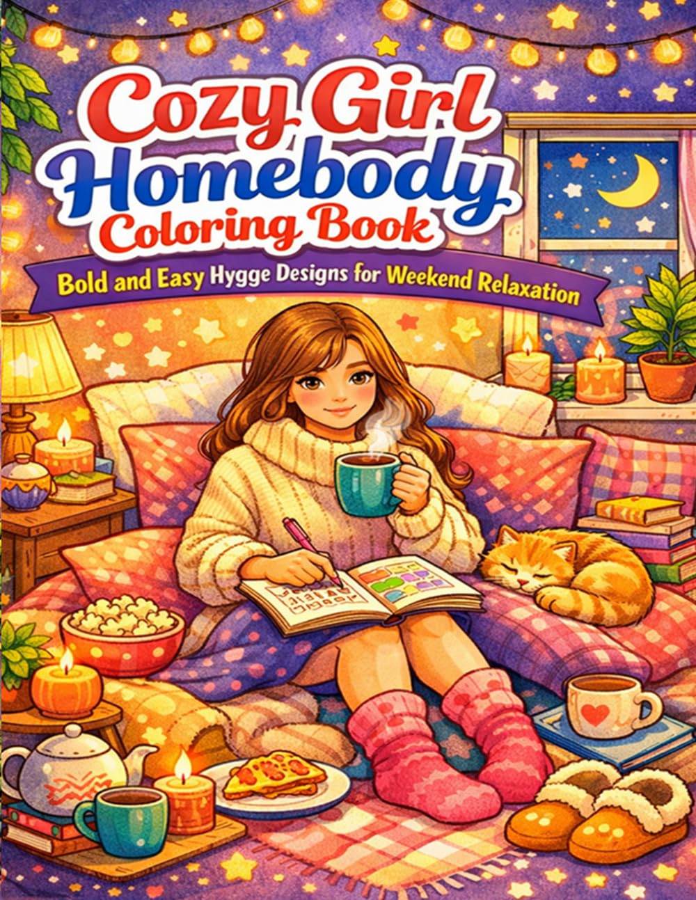 Cozy Girl Homebody Coloring Book: Bold and Easy Hygge Designs for Weekend Relaxation