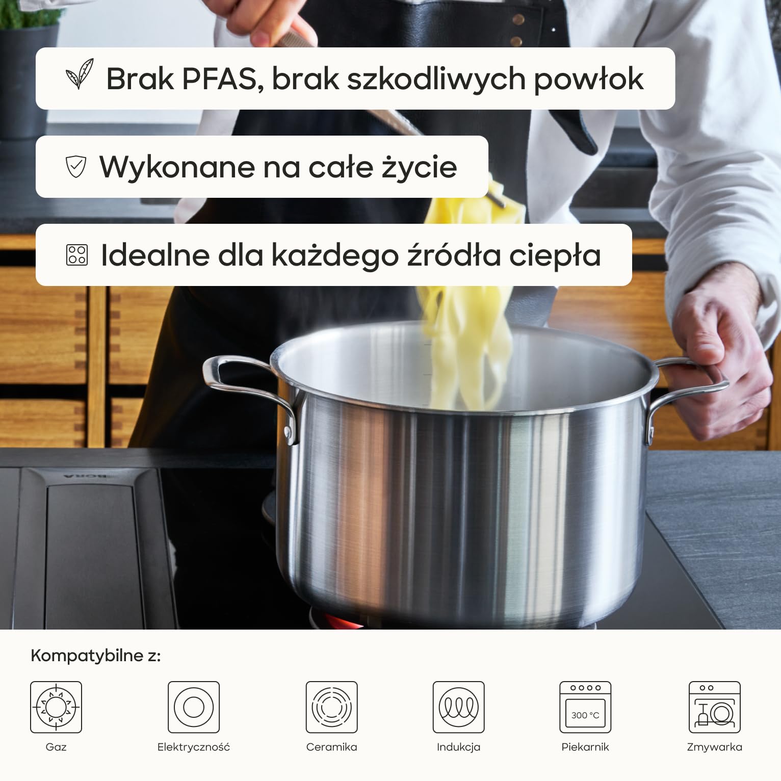 Gastrotools Garnek 7 l 24 cm – 5-warstwowa stal – bez PFAS | Do piekarnika do 300°C • Można myć w zmywarce • Do indukcji i gazu • Równomierne nagrzewanie • Wyprodukowano we Włoszech