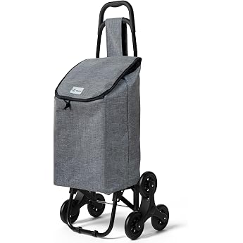 VOUNOT  Shopping Trolley Stair Climber Trolley Foldable Shopping Trolley Hackenporsche with 3 Wheels Waterproof 32 L Grey