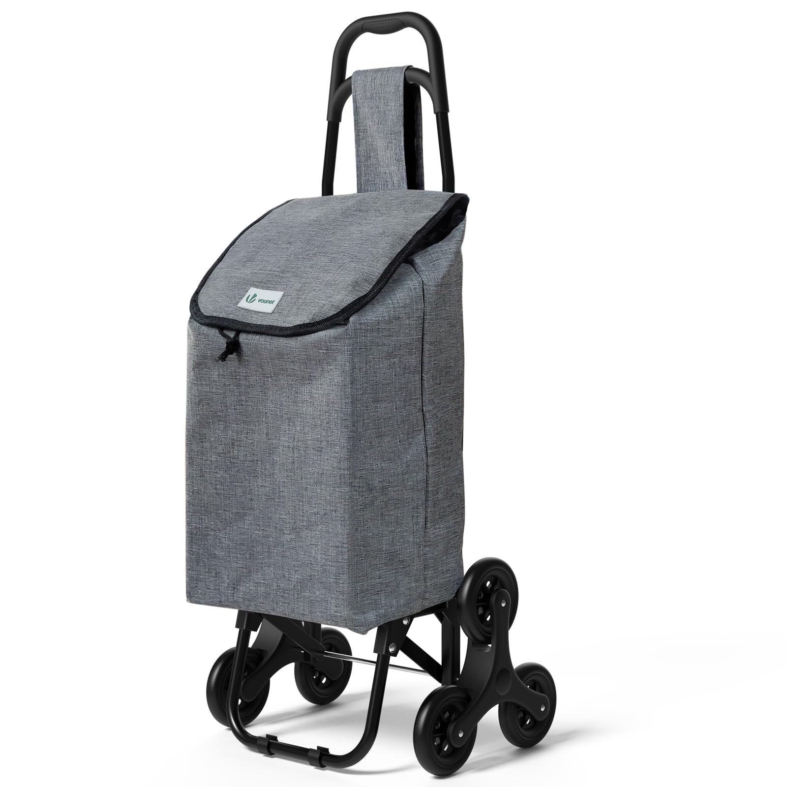 Vounot Oxford Grey Folding Shopping Trolley On 6 Wheels, Stair Climbing Shopping Cart, Grocery Trolley,