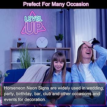 Horseneon Level Up Neon Sign for Wall Decor, Game Neon