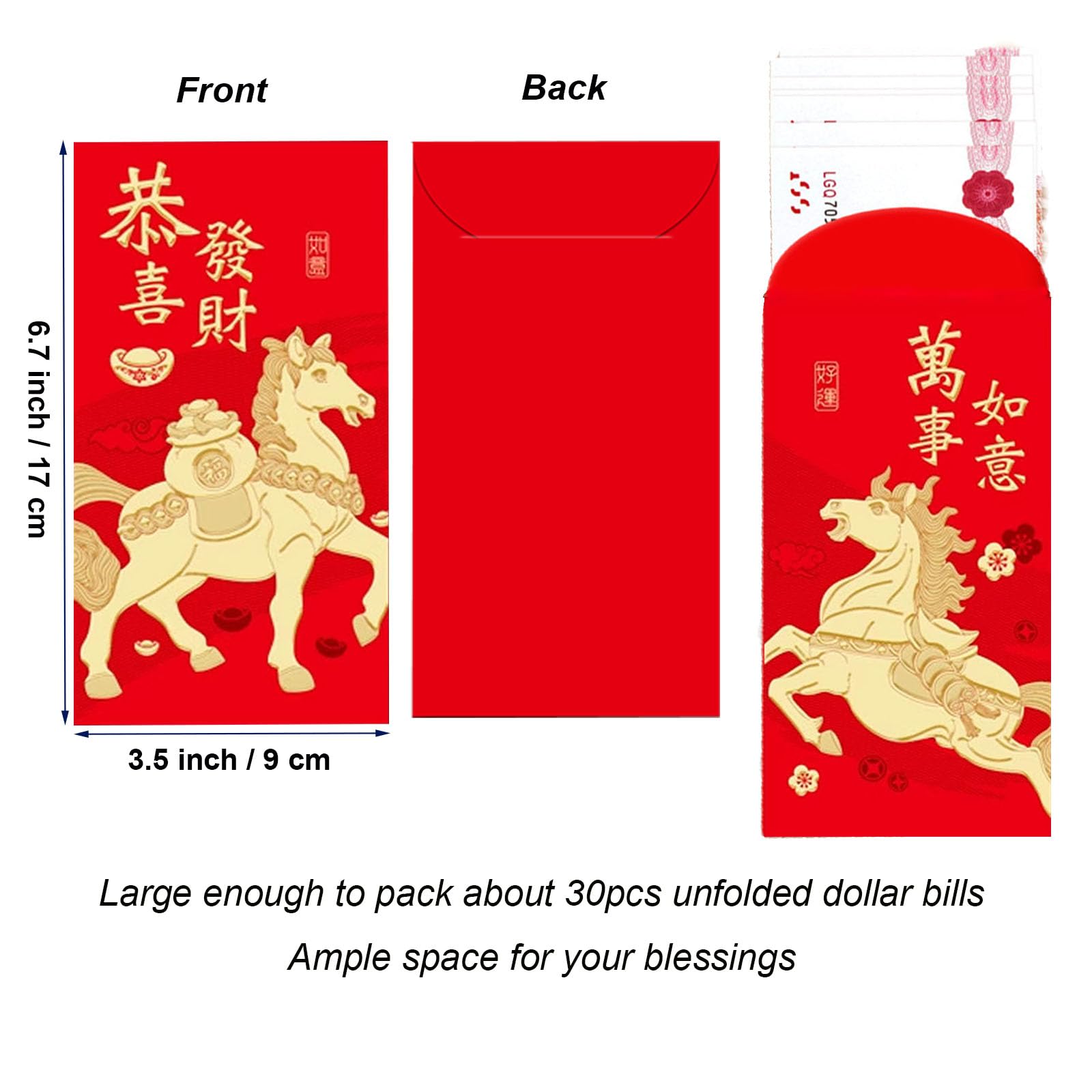 Buste Rosse Cavallo 2026 Capodanno Cinese Hong Bao Regalo Pacchetti Rossi Confezione da 18