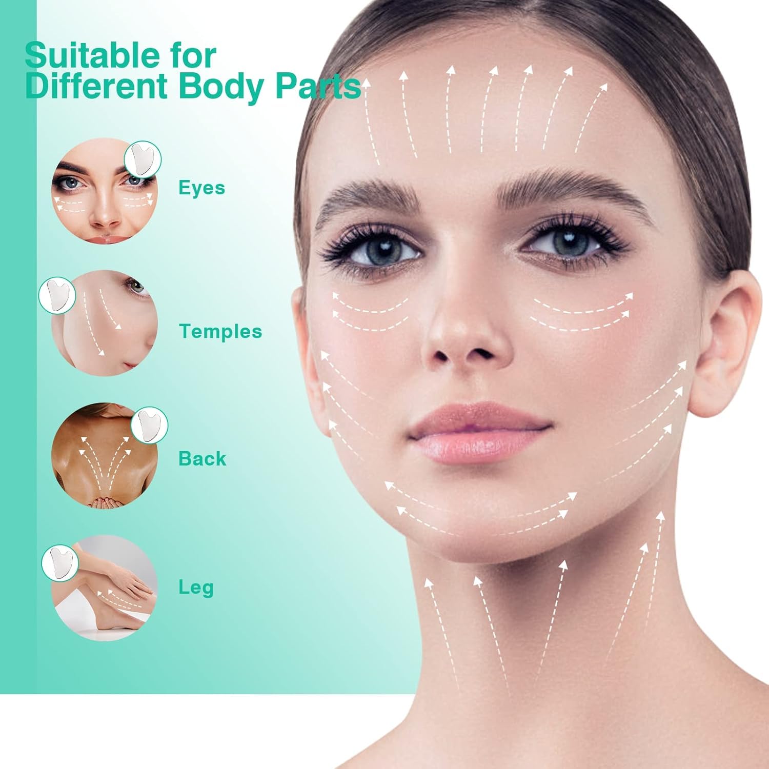 Gua Sha Acciaio Inossidabile GuaSha Viso, Durevole metallo Massaggio Viso Corpo, Antirughe Riduce il Gonfiore Strumento Raschietto per Massaggio