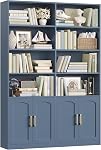 FACBOTALL Bookshelf and Bookcase with Doors, 6 Tier Double Wide Large Bookshelves, Open Display Shelves, 73'' Tall Bookshelf with Storage Cabinets for Home Office, Living Room, Library, Green