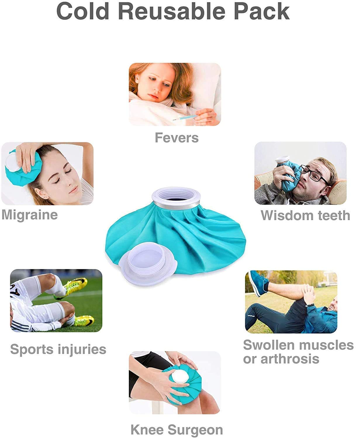 Denique Ice Cold Pack Reusable Ice Bag Hot Water Bag for Injuries, Hot & Cold Therapy and Pain Relief (9 Inch) 3