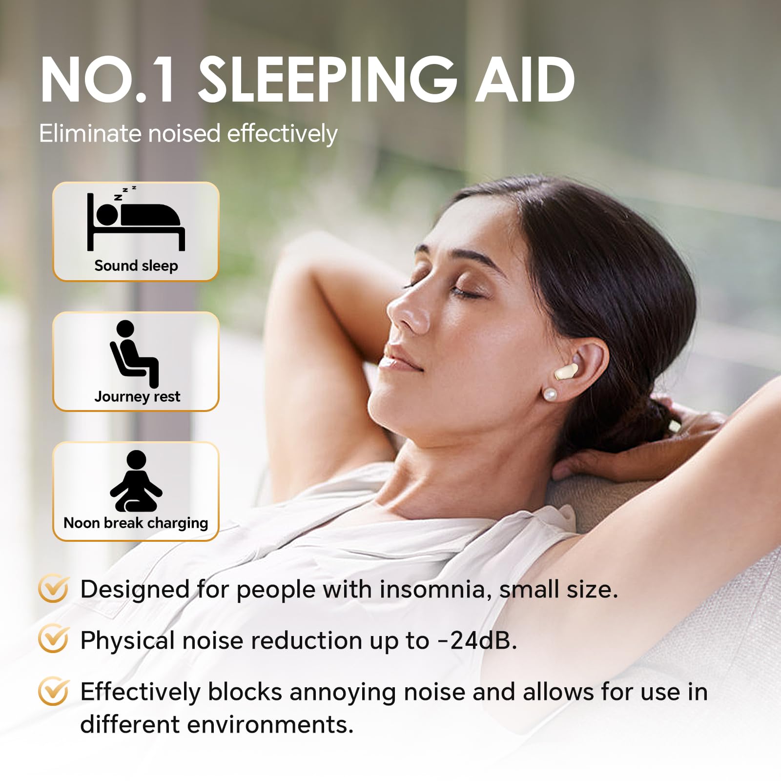 Écouteurs de Sommeil Blue-Tooth 5.3, Mini Ecouteur pour Dormir avec Suppression Passive du Bruit, Ecouteur Sommeil avec Silicone Liquide pour Dormeurs Latéraux, Sports, Yoga et Voyages