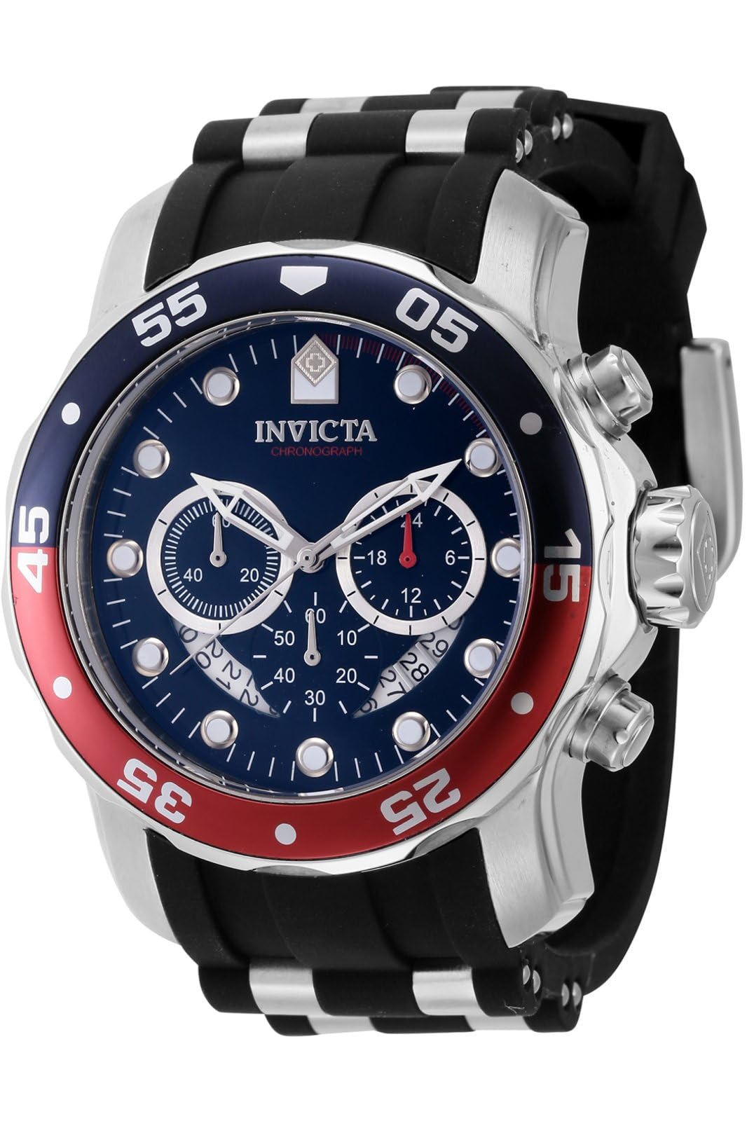 Invicta Pro Diver Orologio da Uomo in acciaio inossidabile con movimento Quarzo - 48mm, Argento/Rosso