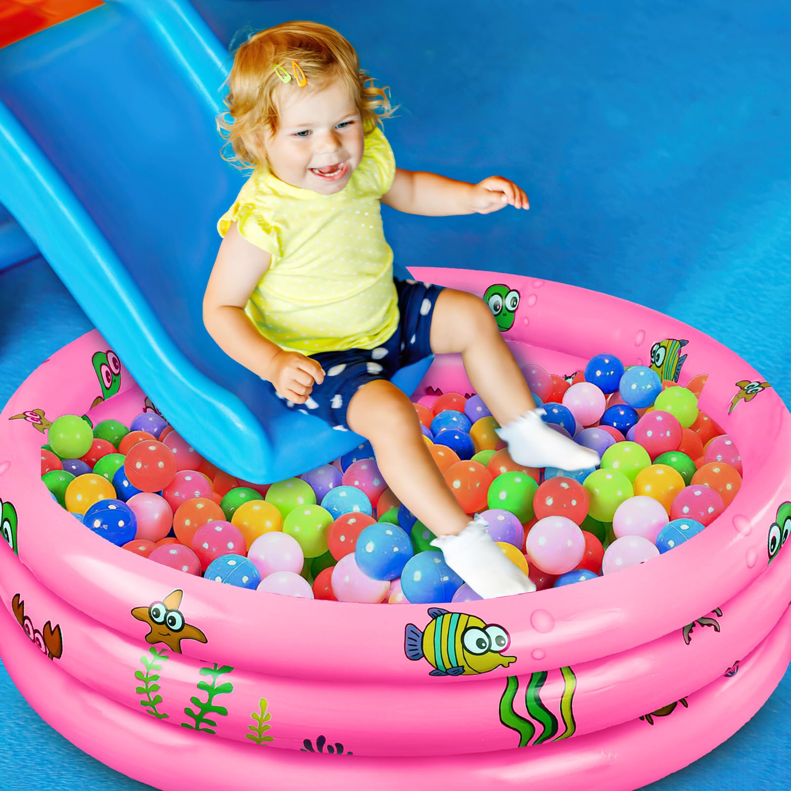 Piscine Enfant Gonflable Ronde, Ø100 cm, Pataugeoire Gonflable, Antidérapante, Pour Enfants
