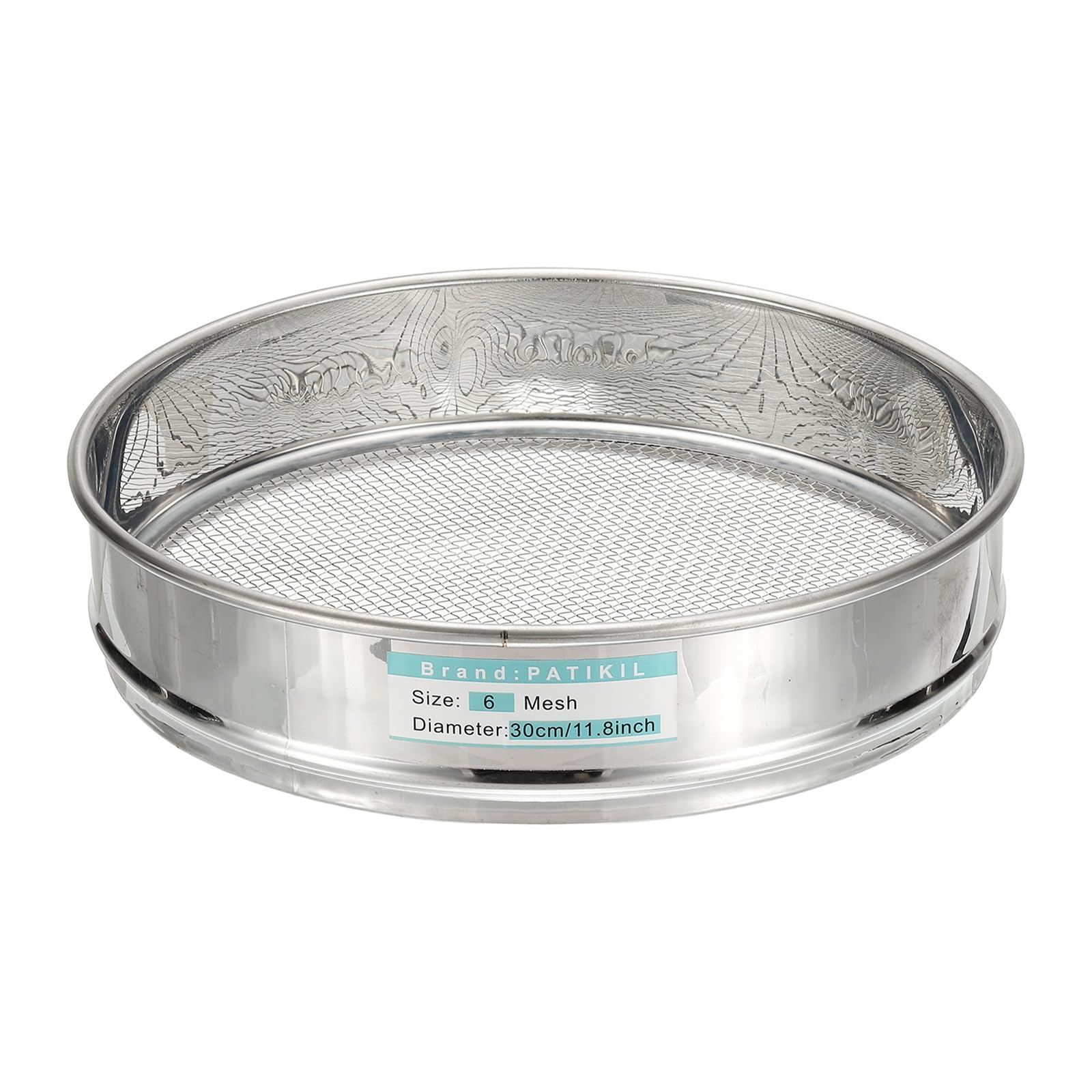 PATIKIL Tamiz De Laboratorio De 6 Mallas (3.2mm), Diámetro De 11.8" (30cm) Malla Fina De Acero Inoxidable 304 Para Cernidor De Suelo Industrial De Laboratorio Y Hogar
