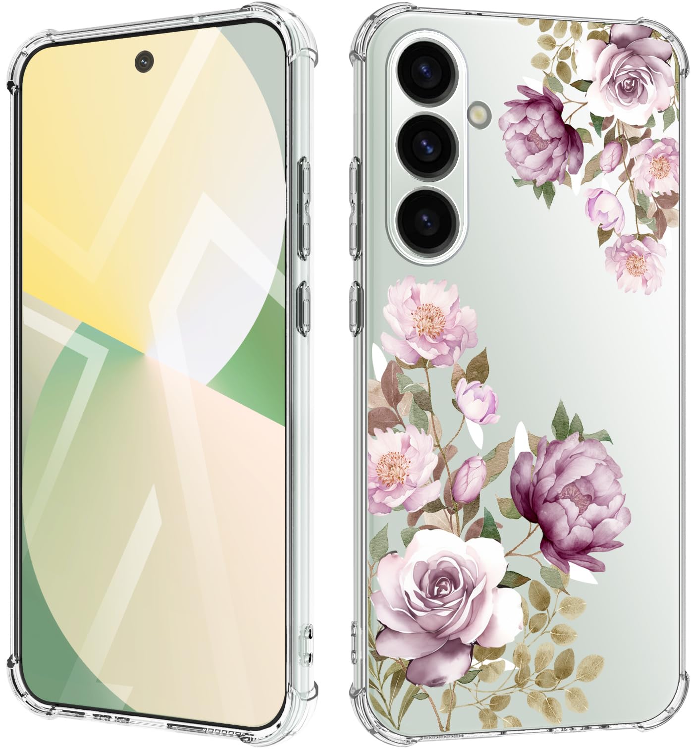 EMUYGIU for Samsung Galaxy A36 Case Flowers [Buffertech 6.64ft Military-Grade Drop Protection] [Anti Peel Off Tech] Clear TPU Bumper 5G Phone Case