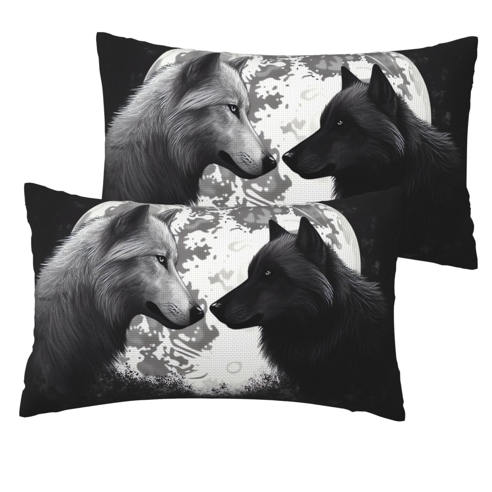 2 Pack Pillow Cases with Hidden Zipper, Soft Breathable Decorative Pillow Covers for Hair and Skin, Wolves Pillowcases 12"x20" Bed Pillow Protectors Cover for Sleeping Gifts