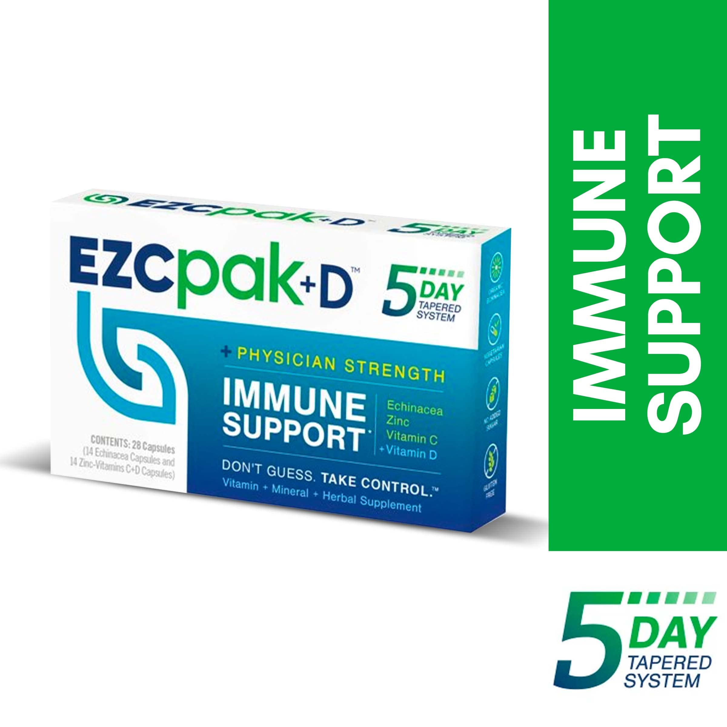 Buy EZC Pak+D 5Day Tapered Immune Support with Echinacea, Vitamin C, Vitamin D and Zinc for