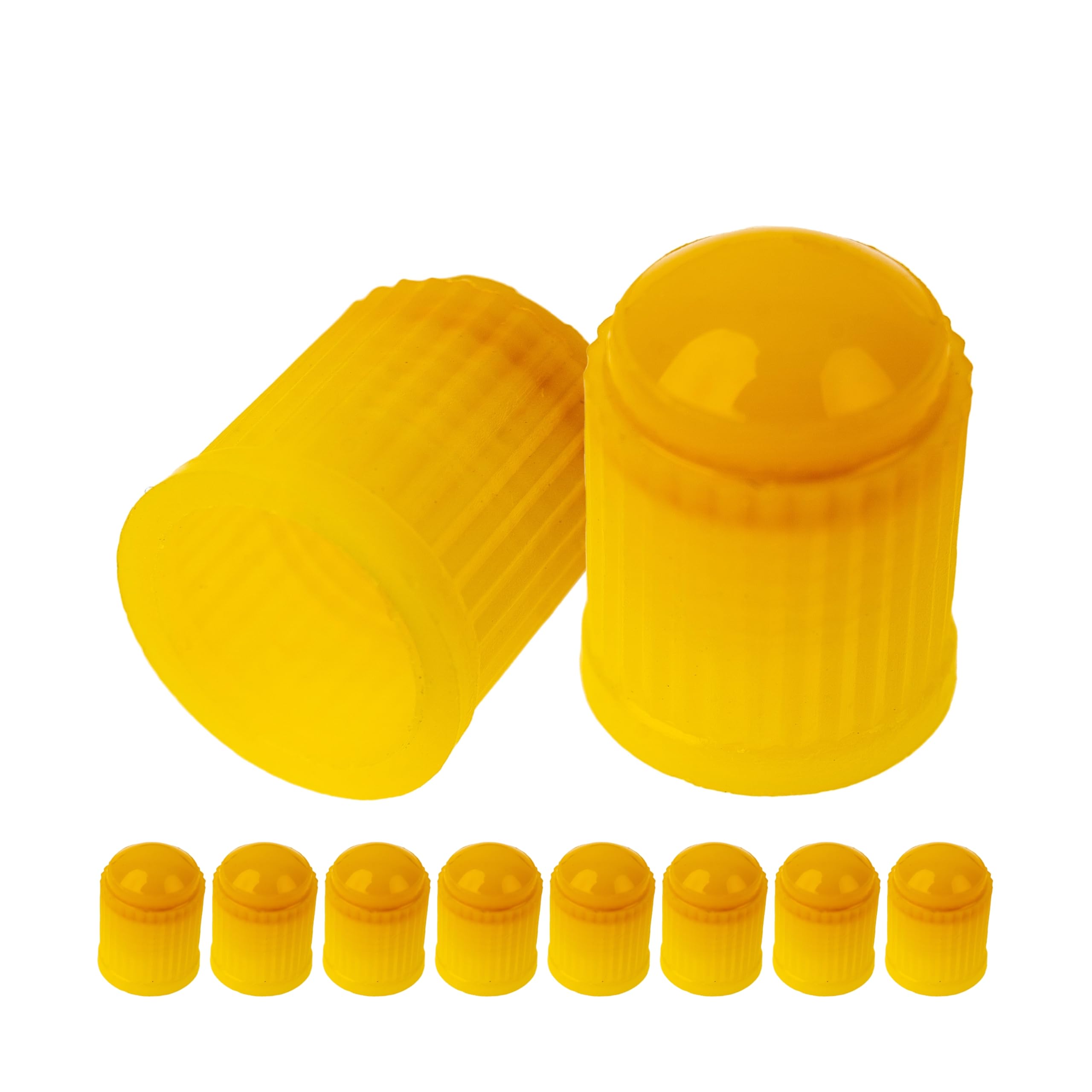 Ventilkappen aus Hartplastik, 10 Stück, in Gelb, für Autoreifen mit Schrader Ventil, O-Dichtung, Auto Schutzkappen, Reifenventil Abdeckung KFZ, Luftventilkappe PKW, Car Valve Caps, Ventilschutz